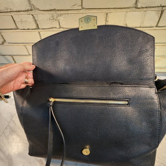 Steve Madden Black Leather Shoulder Bag Handbag Purse Xl - Picture 14 of 15